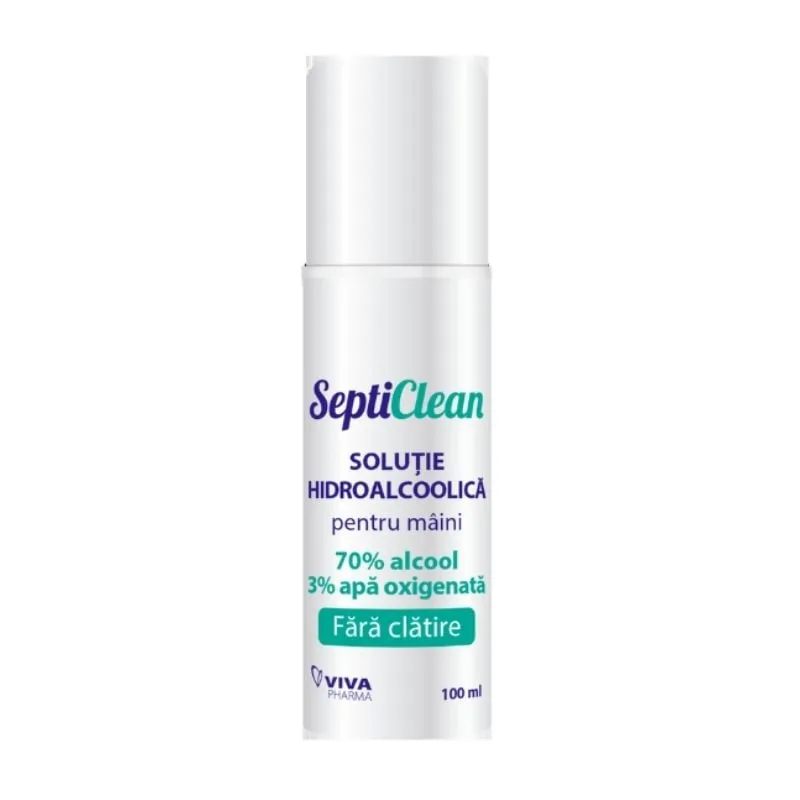 Solutie Hidroalcoolica cu Apa Oxigenata, 100 ml, Septiclean VIVA PHARMA — preț și oferte