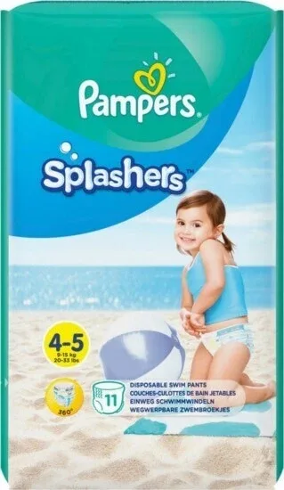 PAMPERS Scutece pentru copii - costume de înot pentru înot în siguranță Splashers nr.4-5 9-15Kgr 11 bucăți — preț și oferte