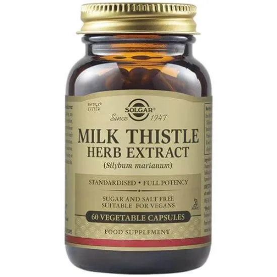 SOLGAR Milk Thistle Herb Extract Thistle Supliment pentru întărirea și protejarea ficatului, 60 Capsule vegetale — preț și oferte