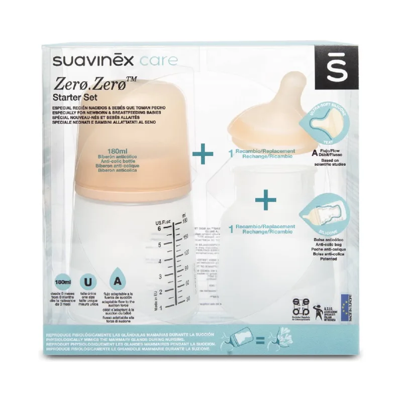 Set biberon anticolici cu debit variabil Zero Zero, Suavinex | 180 ml — preț și oferte