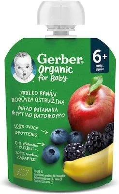 GERBER Puree de fructe organice Mere, banane, afine și zmeură De la 6 luni 90g — preț și oferte