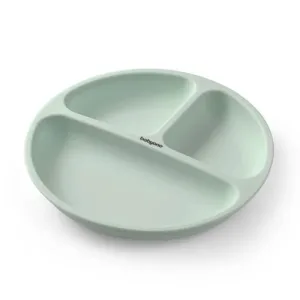 BabyOno, farfurie din silicon cu ventuză, verde, de la 6 luni, 1 buc.