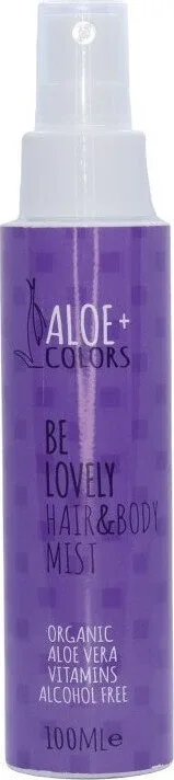 ALOE+ COLORS Be Lovely Hair & Body Mist Spray hidratant pentru corp și păr cu parfum de caramel și migdale amare 100ml