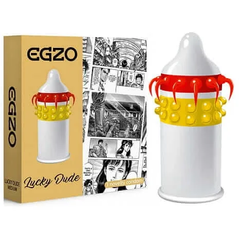 Egzo Lucky Dude Prezervativ cu vârfuri de mângâiere și file Medium, 1 buc — preț și oferte