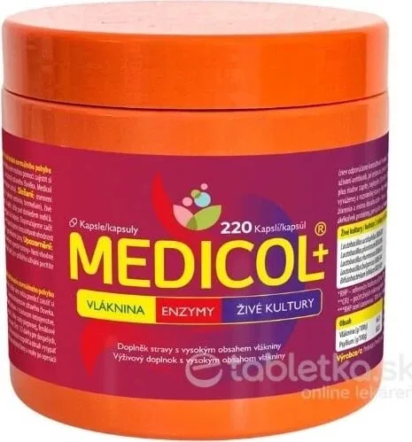 MEDICOL PLUS fibre + enzime + culturi vii 1×220 cps, supliment alimentar — preț și oferte