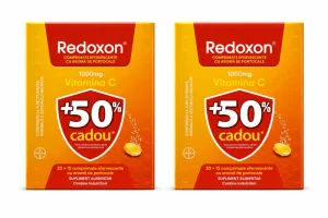Redoxon cu vitamina C, 1000 mg, 2x45 comprimate efervescente, Portocale, Bayer