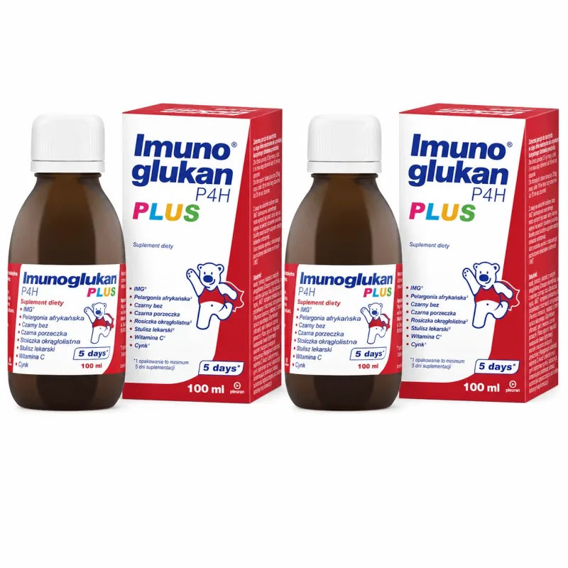 Imunoglukan P4H Plus, 2 x 100 ml - sirop pentru copii peste 3 ani și adulți, Pleuran — preț și oferte