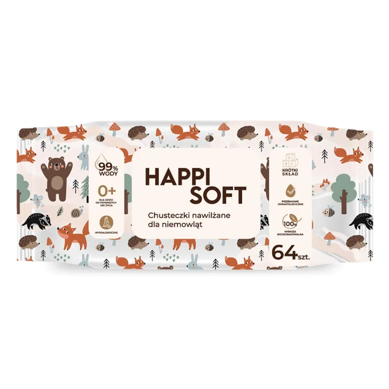 Happi Soft, șervețele umede pentru bebeluși și copii, de la naștere, 64 bucăți — preț și oferte
