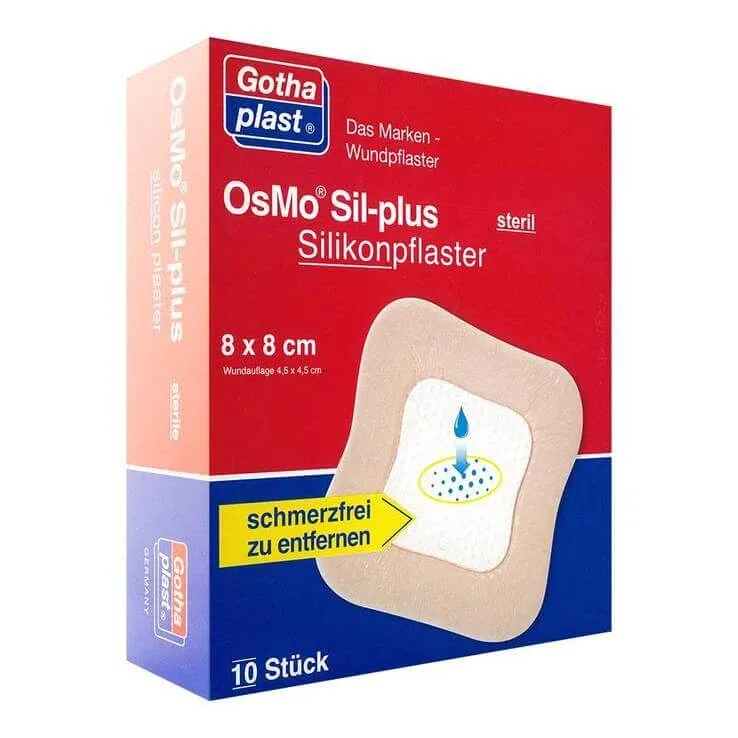 Plasturi din silicon Osmo Sil-plus, 8x8 cm, sterili, pachet de 10 plasturi — preț și oferte