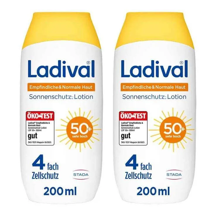 Ladival Loțiune pentru piele sensibilă și normală SPF 50+, 2 x 200 ml loțiune — preț și oferte