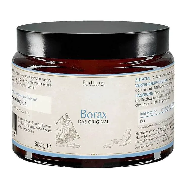 Borax sub formă de pulbere, tetraborat de sodiu, pur, vegan, marca Erdling, 380 g pulbere — preț și oferte