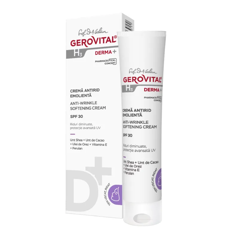 Crema antirid emolienta SPF30 H3 Derma+, 30 ml, Gerovital FARMEC — preț și oferte