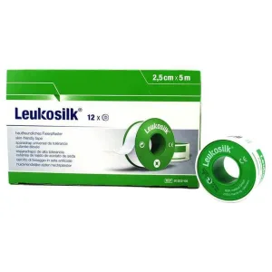 Leukosilk 5 m x 2,50 cm, 12 plasturi