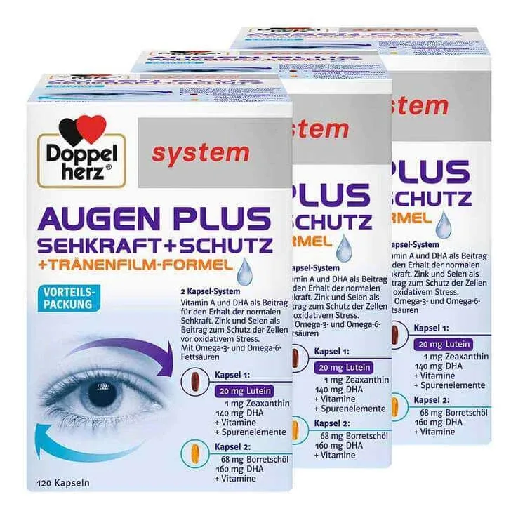 Doppelherz System Augen Plus – Vedere + Protecție, capsule, 3 x 120 capsule — preț și oferte