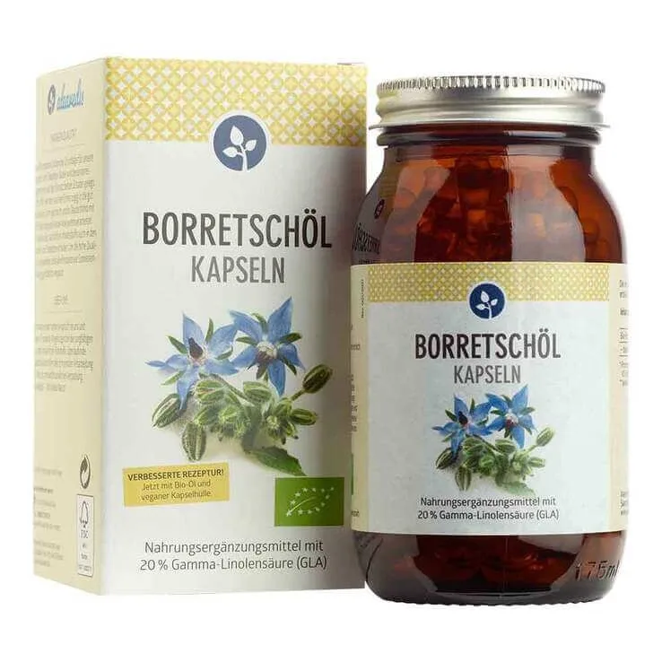Capsule cu ulei de borago 500 mg, bio și vegane, 120 de capsule — preț și oferte