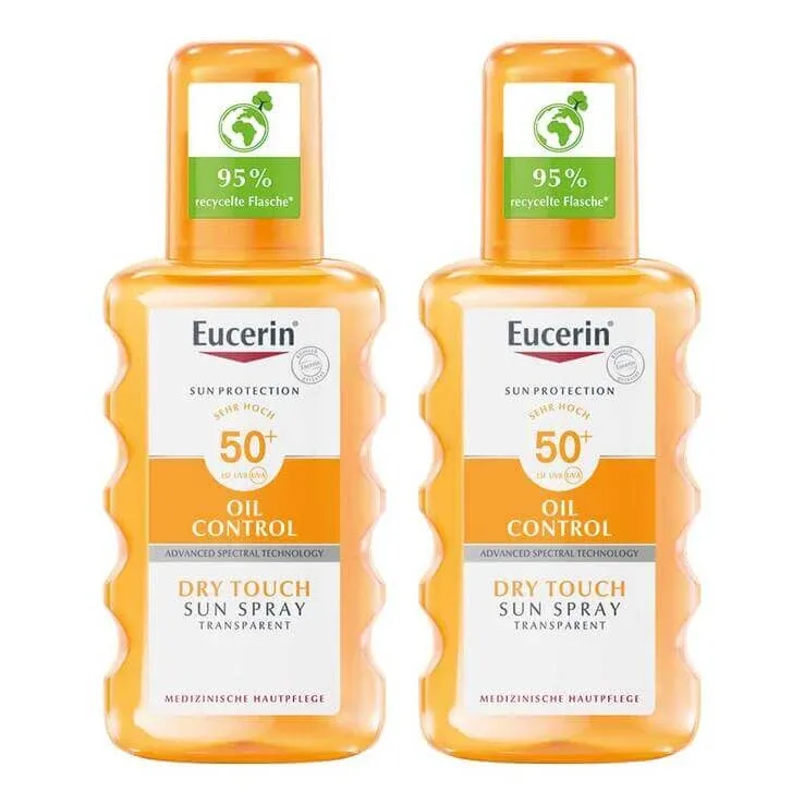 Eucerin Sun Oil Control Body Spray transparent SPF 50+, 2x200 ml spray — preț și oferte