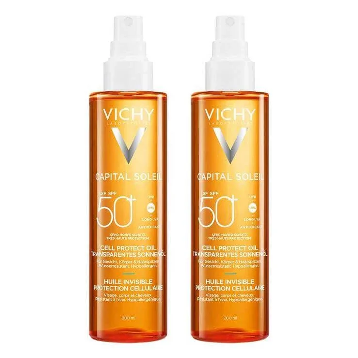 Vichy Capital Soleil Cell Protect Oil SPF 50, 2 x 200 ml ulei — preț și oferte