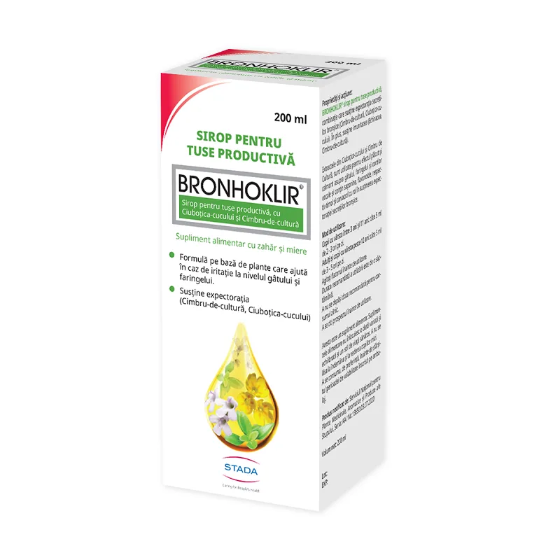 Sirop tuse productiva Bronhoklir, Stada | 200 ml STADA HEMOFARM — preț și oferte
