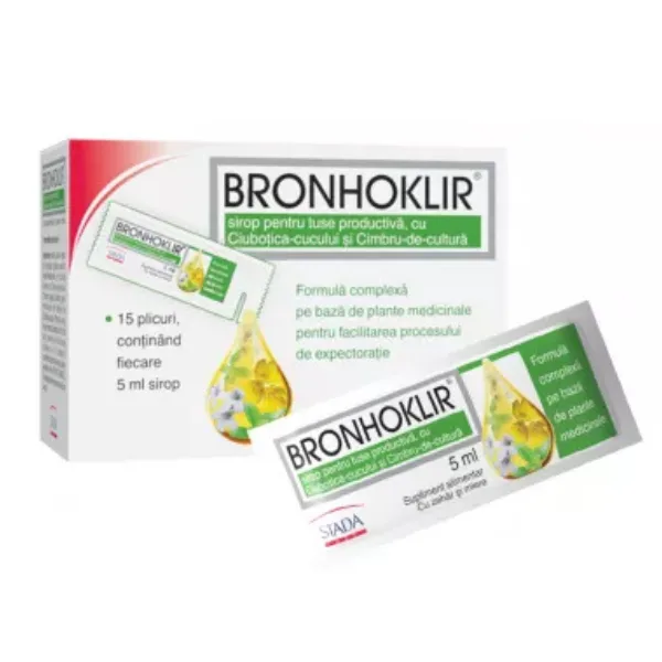 Sirop tuse productiva Bronhoklir, Stada Hemofarm | 15 plicuri — preț și oferte