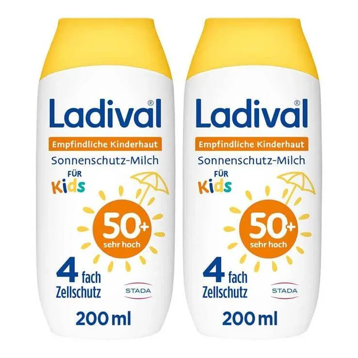 Ladival, lapte pentru pielea sensibilă a copiilor, SPF 50+, 2 x 200 ml lapte — preț și oferte
