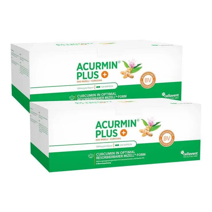Acurmin Plus – Capsule moi cu curcumă micelară, 2 x 360 de capsule moi — preț și oferte