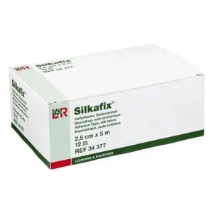 Bandă adezivă Silkafix 5 m x 2,5 cm, 12 bucăți