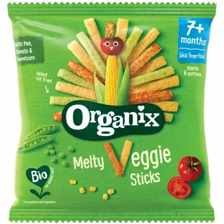 Snack ecologic Bio din Porumb si Legume 7+ luni, Organix | 15 g — preț și oferte