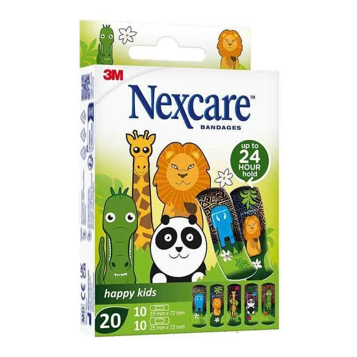 Nexcare Happy Kids – Bandaje autoadezive cu animale, 2 mărimi, 20 de bandaje — preț și oferte