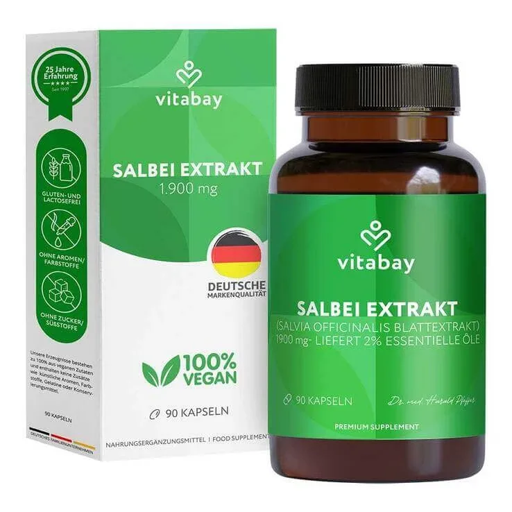 Extract de salvie 1900 mg Salvia officinalis, capsule vegetale, 90 de capsule — preț și oferte
