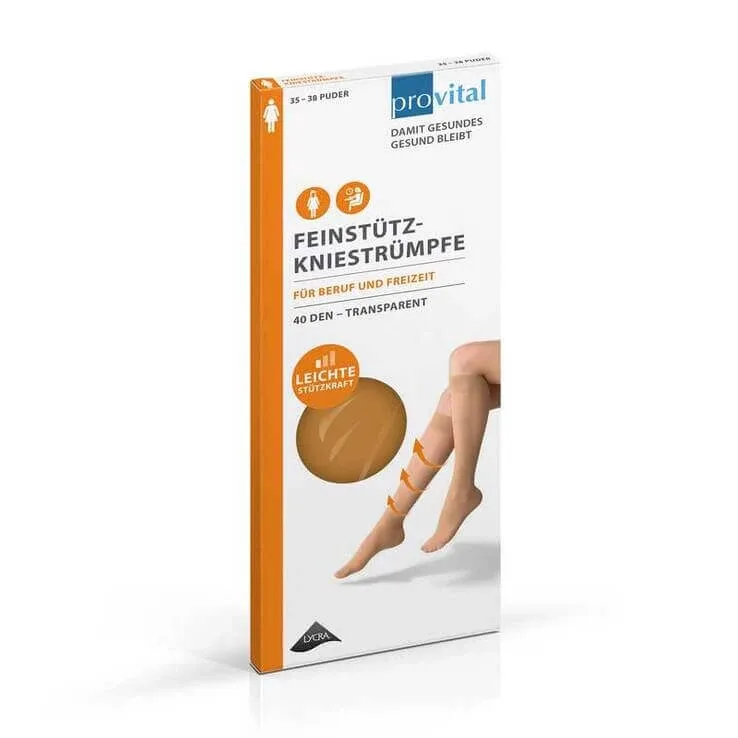 Provital 40, ciorapi de susținere până la genunchi, mărimea 35–38, fără pudră, 2 buc., n.v. — preț și oferte