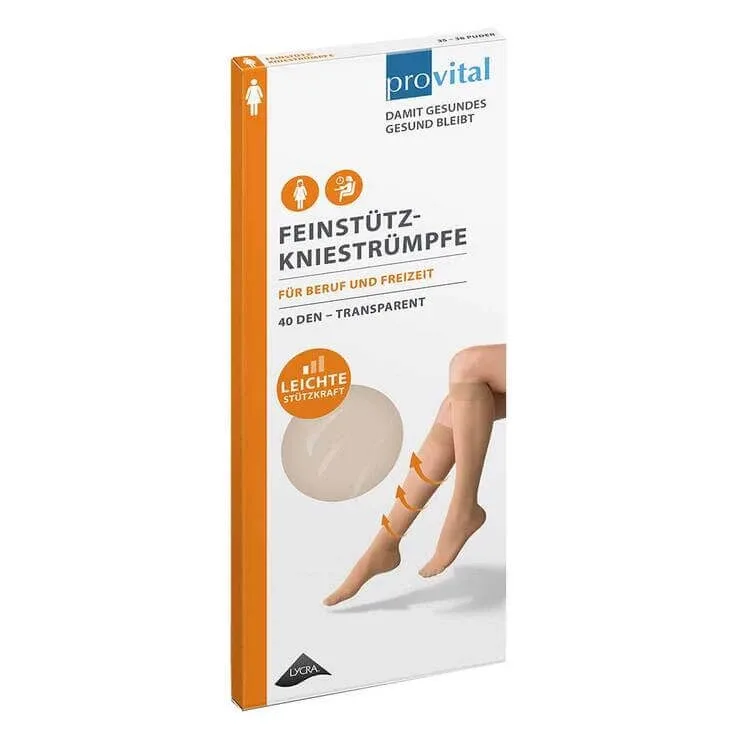 Provital 40 – ciorapi de susținere până la genunchi, mărimea 35–38, culoare perlată, 2 bucăți, stoc limitat — preț și oferte
