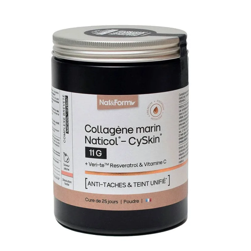 Nat&Form Colagen marin Naticol CySkin 11g Anti-pată și ten unificat Aromă de piersică 365g — preț și oferte