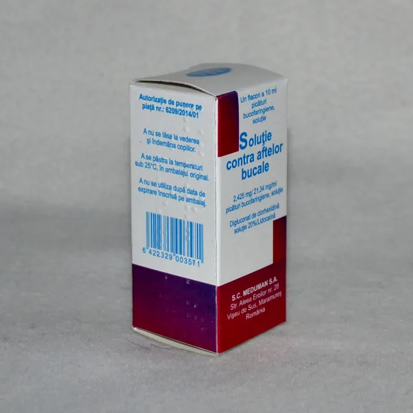 SOLUTIE CONTRA AFTELOR BUCALE 2,425 MG/21,34 MG/ML X 1 MEDUMAN — preț și oferte