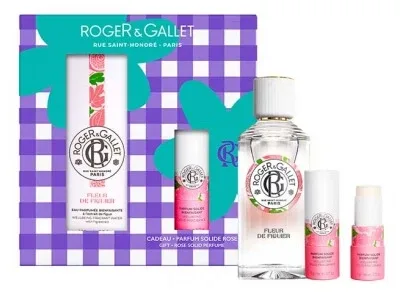 Roger & Gallet Fleur de Figuier Set cu apă parfumată cu efecte benefice 100 ml + parfum solid cu efecte benefice 5 g cadou — preț și oferte
