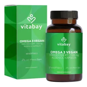 Omega-3 1100 mg, vegan, 600 mg DHA + 300 mg EPA, capsule moi, 60 de capsule moi