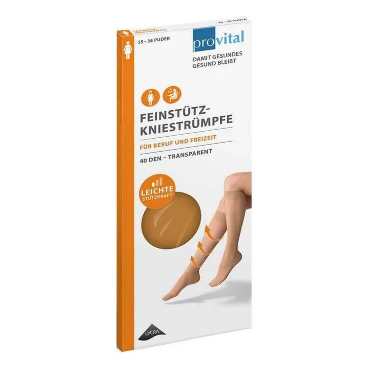 Provital 40, ciorapi de susținere până la genunchi, mărimea 39–42, fără pudră, 2 buc., n.v. — preț și oferte