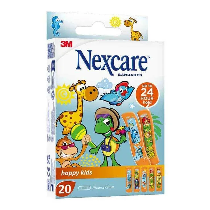 Nexcare Happy Kids, benzi de plasture de 19x72 mm, 20 de plasturi — preț și oferte