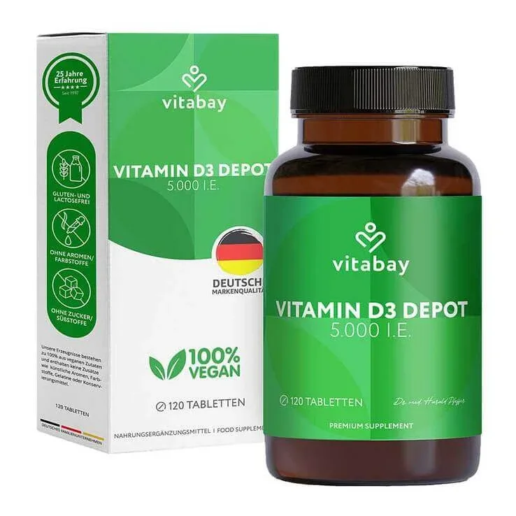 Comprimate cu vitamina D3 Depot 5000 UI (colecalciferol), 300 de comprimate — preț și oferte