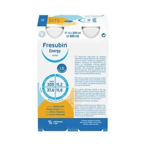Fresubin Energy Drink Multifrucht, sticlă de băut, 4 x 200 ml soluție