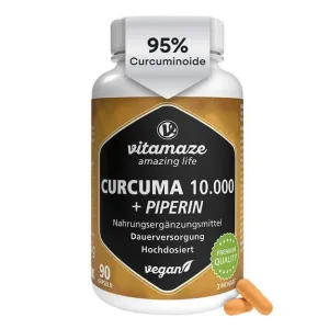 Curcuma 10.000 + piperină, capsule vegane cu doză mare, 90 de capsule