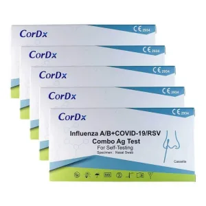 Test nazal combinat Cordx Influenza A / B + Covid-19 / RSV Combo Ag Laie, 5x1 test