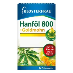 Ulei de cânepă Klosterfrau 800 mg + mac auriu, capsule moi, 30 de capsule moi