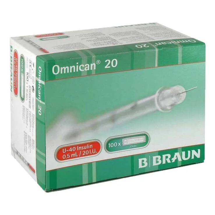 Omnican 20, seringi de insulină U-40 de 0,5 ml, 2 x 100 de seringi — preț și oferte