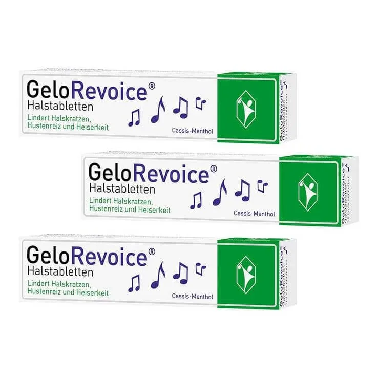GeloRevoice Pastile pentru gât cu coacăze negre și mentol, pentru răgușeală și pierderea vocii, 3 x 20 pastile — preț și oferte