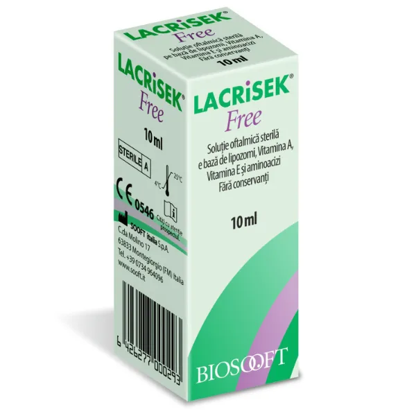 Solutie oftalmica Lacrisek Free, Biosooft | 10 ml — preț și oferte