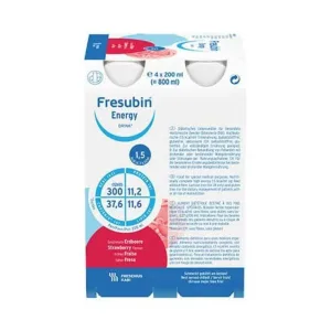 Fresubin Energy Drink cu aromă de căpșuni, sticlă de băut, 4 x 200 ml soluție