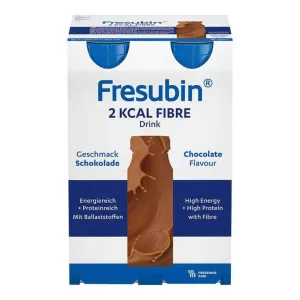 Fresubin 2 kcal cu fibre, băutură cu aromă de ciocolată, sticlă de băut, 4 x 200 ml soluție