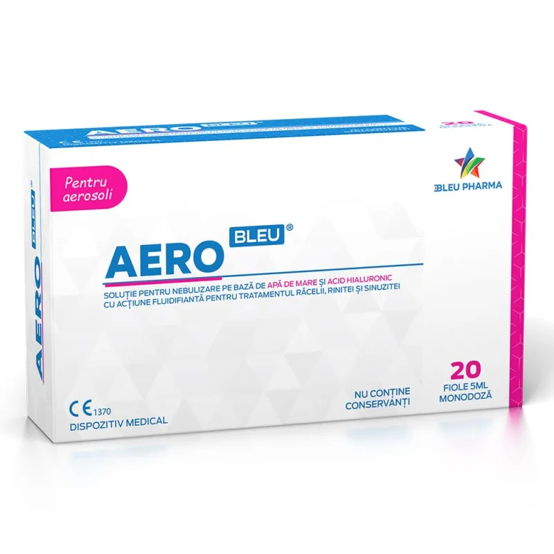 Solutie pentru nebulizare cu apa ai acid hialuronic Aero Bleu, Bleu Pharma | 20 fiole x 5 ml — preț și oferte