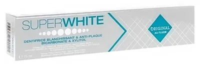 Superwhite Pastă de dinți albitoare și anti-placă, formula originală cu fluor, 75 ml — preț și oferte