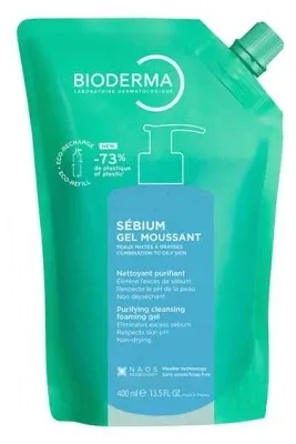 Bioderma Sébium Gel spumant de curățare și purificare, reîncărcare ecologică, 400 ml — preț și oferte